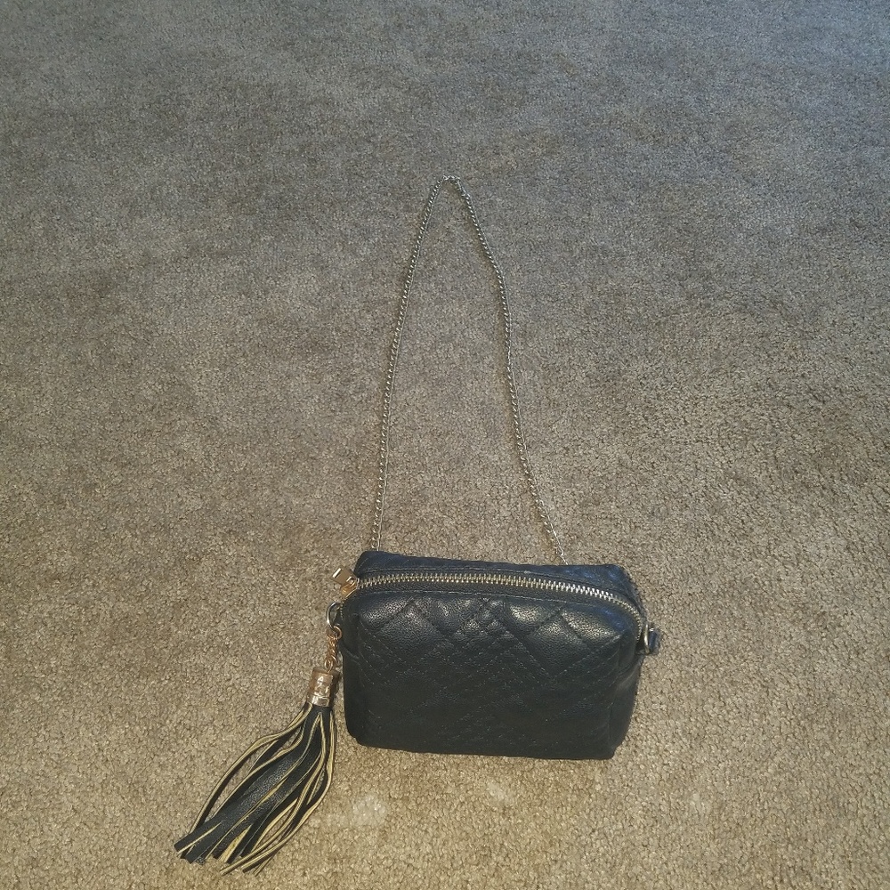 Black and gold chain crossbody